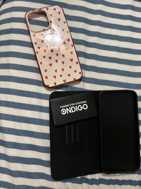 Indigo Heart Pattern Clear Pink Red Trim iPhone Case
